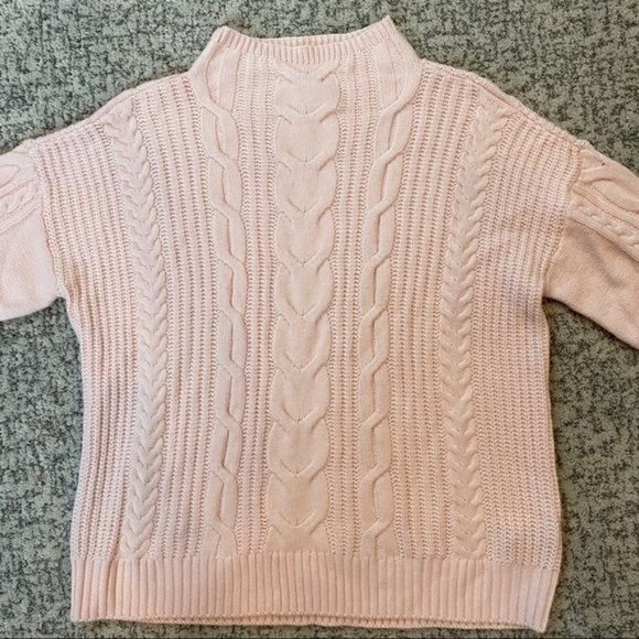 Vince Camuto Cable Stitch Elbow-Sleeve Mock Neck Drop Shoulder Knit Sweater NWT - Picture 6 of 9